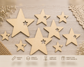 Wooden Star with Mini Star Cut-Out– Laser Cut Plywood Craft Embellishments | 20–50 mm | Packs of 10–100